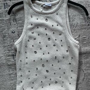 Embellished Sleeveless Knit Top